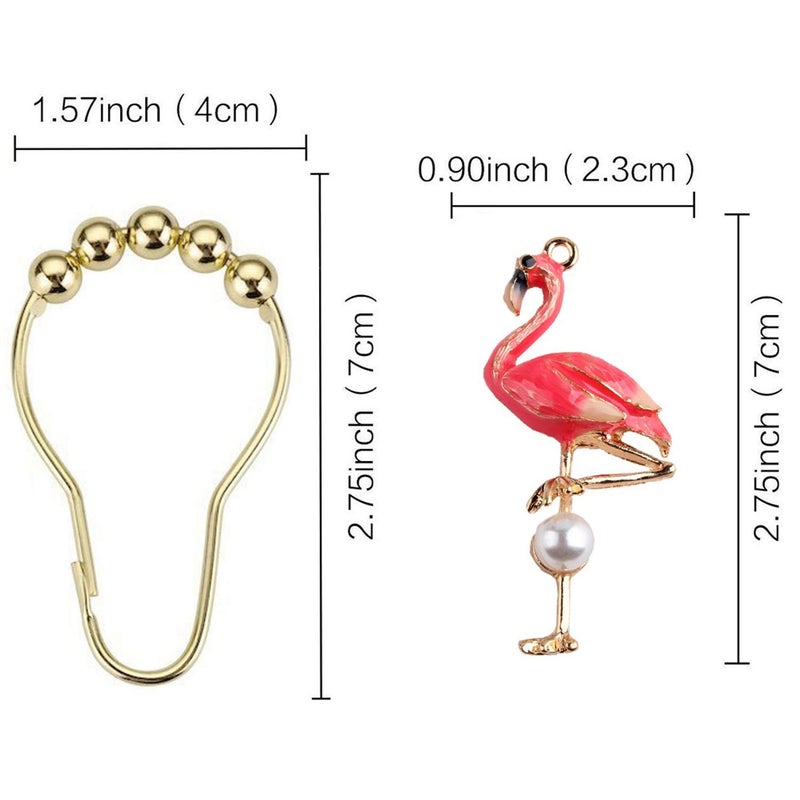 ZILucky Set of 12 Flamingo Shower Curtain Hooks Decorative Home Bathroom Stainless Steel Rustproof Shower Curtain Rings Decor Accessories (Flamingo) - Image 2